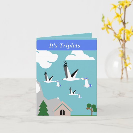 Carte Triplets de garçon modifiables (Fleur jaune)