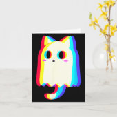 Carte Trippy Vaporwave Fantôme Chat Halloween Techno Rav (Fleur jaune)