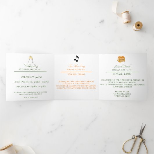 Carte Triptyque de Mariage Rêve Orange Citrus Zest (Intérieur)