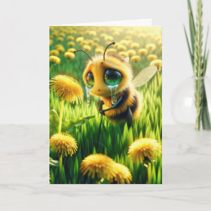 Carte Triste Beauté Dans Le Champ De Dandelion