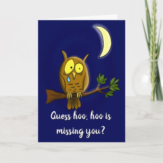 Carte Triste hibou avec la larme et la lune qui vous man (Devant)