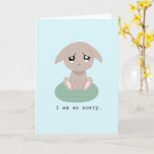 Carte Triste Pleurant mignon lapin Désolé de me pardonne (Fleur jaune)