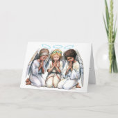 Carte Trois Anges De Couleur Dans La Prière Noël (Devant)