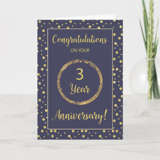 Carte Trois ans d'anniversaire de l'entreprise Navy et d