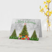 Carte Trois arbres de Noël (Fleur jaune)