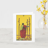 Carte Trois baguettes - Rider Waite Smith tarot (Fleur jaune)