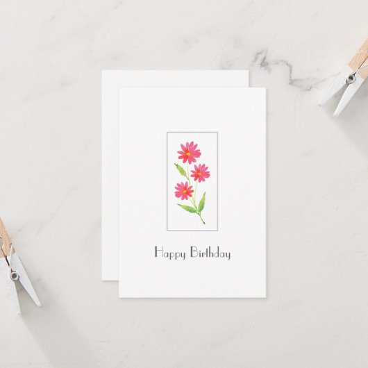 Carte Trois baies d'aquarelle rose corail (Devant/Arrière en situation)