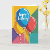 Carte Trois Ballons Joyeux (Fleur jaune)