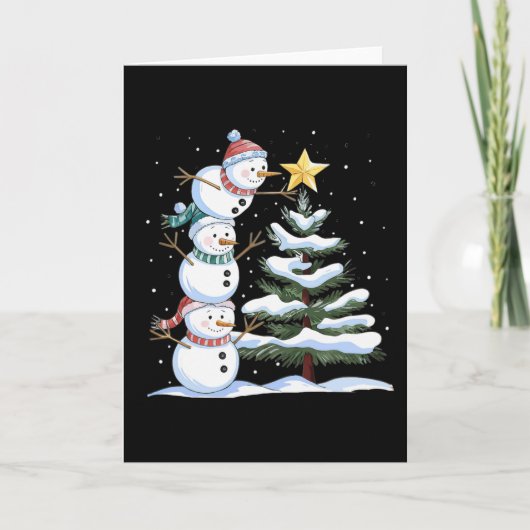 Carte Trois bonshommes de neige arrangent un arbre de No (Devant)