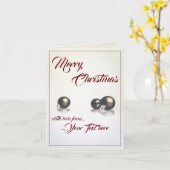 Carte Trois boules de Noël devant un fond clair (Fleur jaune)