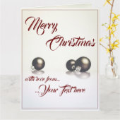 Carte Trois boules de Noël devant un fond clair (Fleur jaune)