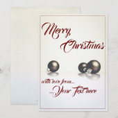 Carte Trois boules de Noël devant un fond clair (Devant / Derrière)