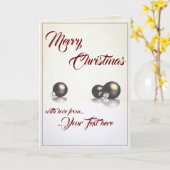 Carte Trois boules de Noël devant un fond clair (Fleur jaune)