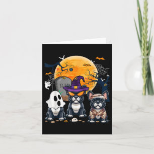Carte Trois Bulldogs français d'Halloween Cosplay Wits G