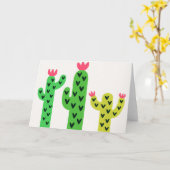 Carte Trois cactus d'aquarelle Salutation (Fleur jaune)