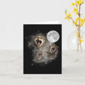 Carte Trois Chat Meow Moon drôle Mème bizarre maudit Mat (Fleur jaune)