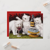 Carte Trois chatons joyeux au festin (Devant/Arrière en situation)