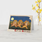 Carte Trois chats à la hâte, Louis Wain (Fleur jaune)