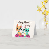 Carte Trois chats "Joyeuse fête des mères" (Fleur jaune)