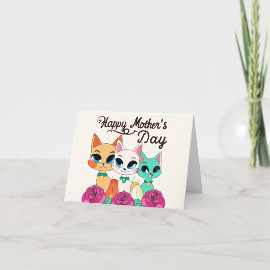 Carte Trois chats "Joyeuse fête des mères" (Devant)