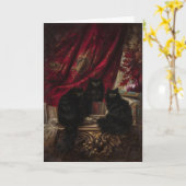 Carte Trois chats noirs (Fleur jaune)
