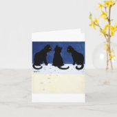 Carte Trois Chats Noirs Dans La Neige Par Louis Wain (Fleur jaune)