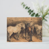 Carte Trois chevaux dans leur stabilité (Debout devant)