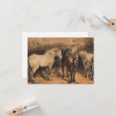 Carte Trois chevaux dans leur stabilité (Devant/Arrière en situation)