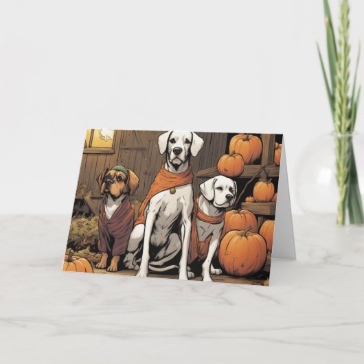 Carte Trois chiens à Halloween (Devant)
