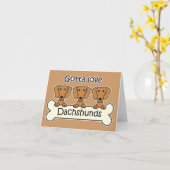 Carte Trois Dachshunds (Fleur jaune)