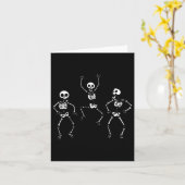 Carte Trois Dansons Drôle Skeletons Halloween (Fleur jaune)