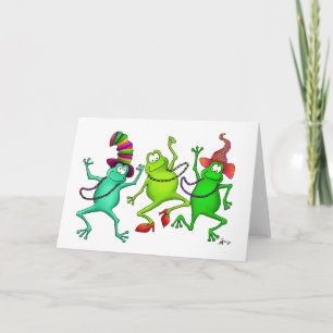 Carte Trois grenouilles de danse