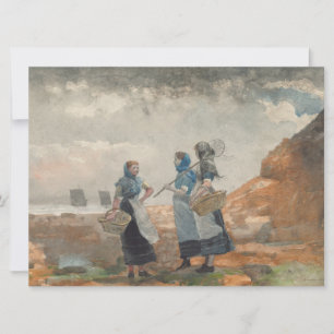 Carte Trois jeunes pêcheuses (à Tynemouth, Northumberlan