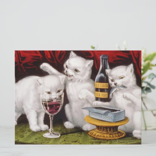 Carte Trois joyeux chatons au festin (Debout devant)