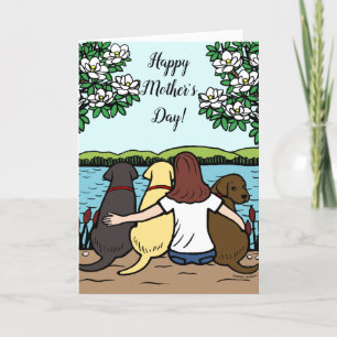 Carte Trois Labradors et la Fête de la mère