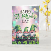 Carte Trois lutins joyeux & trèfles de la Saint-Patrick (Fleur jaune)