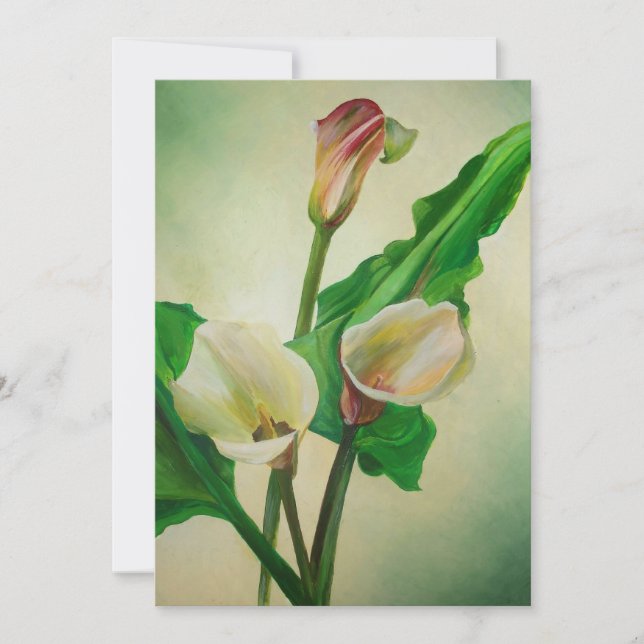 Carte Trois Lys Calla Étonnant Botanique Acrylique (Devant)
