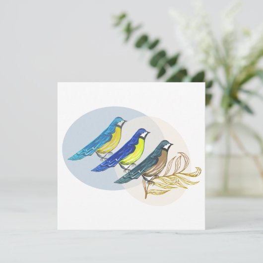 Carte Trois oiseaux (Debout devant)