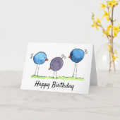 Carte Trois Oiseaux d'aquarelle à lunettes Anniversaire (Fleur jaune)