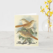 Carte Trois oiseaux sur une branche, "Merci !" (Fleur jaune)