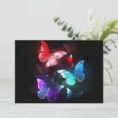 Carte Trois papillons brillants sur l'arrière - plan de  (Debout devant)