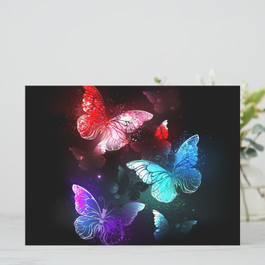 Carte Trois papillons brillants sur l'arrière - plan de (Debout devant)