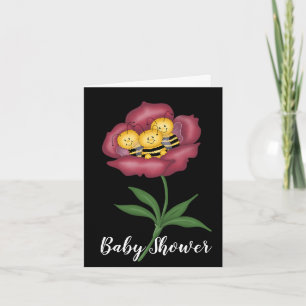 Carte Trois petites abeilles dans un Baby shower de fleu