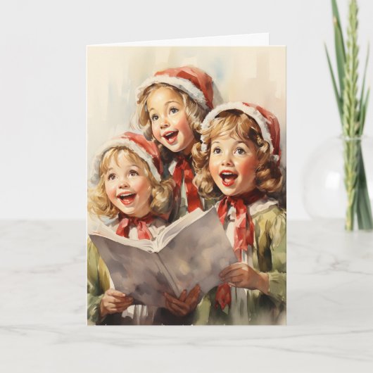 Carte Trois petites filles chantent Noël (Devant)