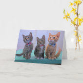 Carte Trois petits chatons (Fleur jaune)