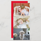 Carte Trois photos Vertical Custom Salutation de Noël (Devant / Derrière)