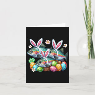 Carte Trois poissons de truite lapin de Pâques Chasse Oe