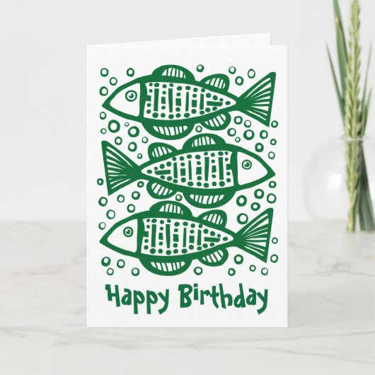 Carte Trois poissons - Forest Green (Devant)