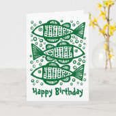 Carte Trois poissons - Forest Green (Fleur jaune)