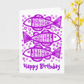 Carte Trois poissons - Violet (Fleur jaune)